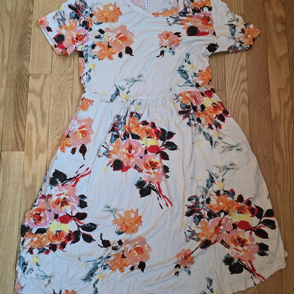 Floral Maxi Dress - White and Orange